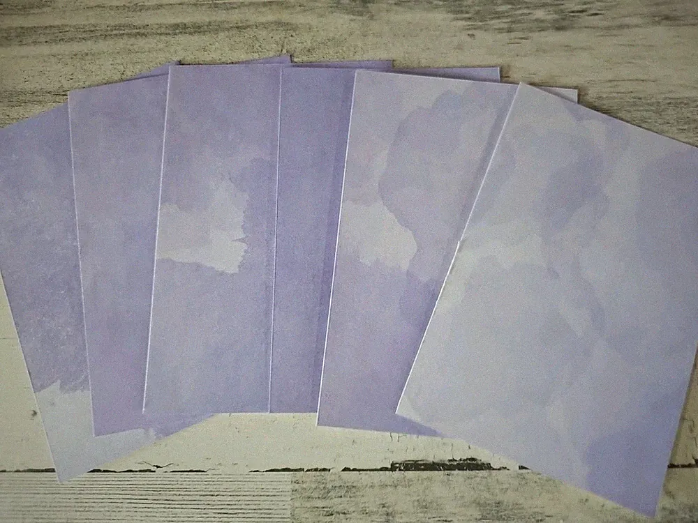 6 piece purple and white ink spots Scrapbook Paper 4x6 photo mats #2431