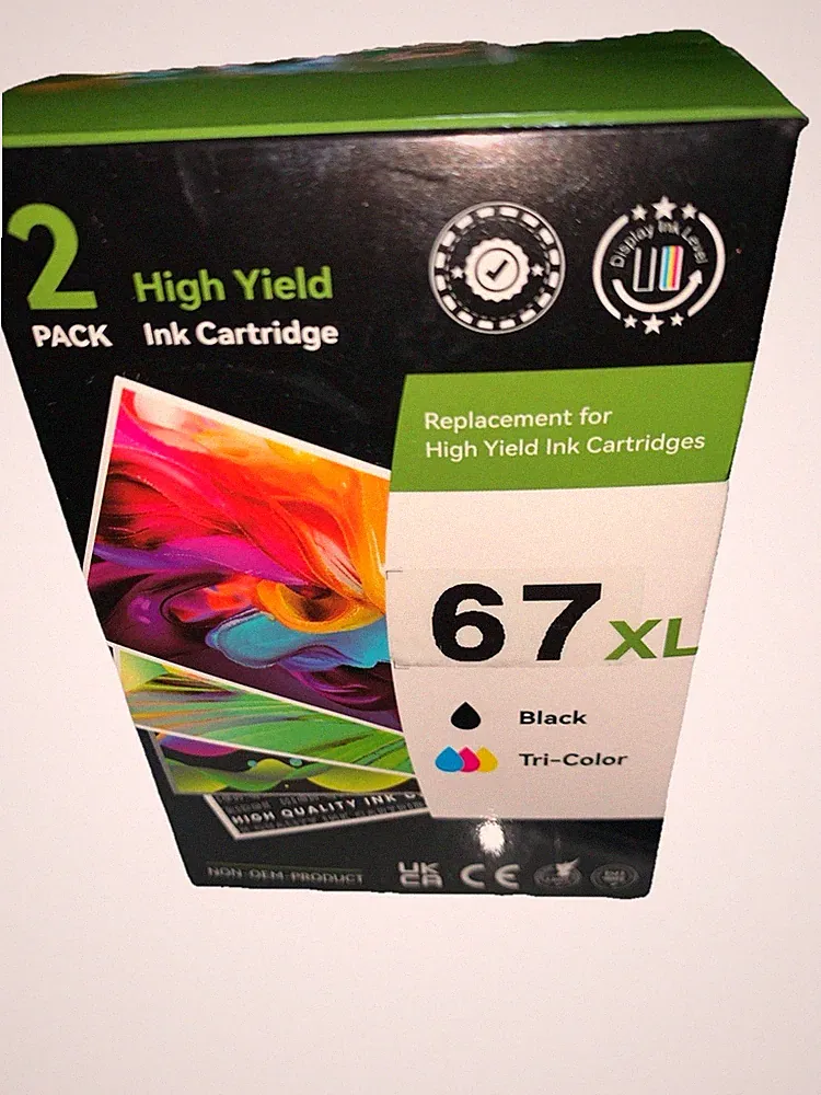67XL High Yield Ink Cartridge Black/Color Combo replacement for HP