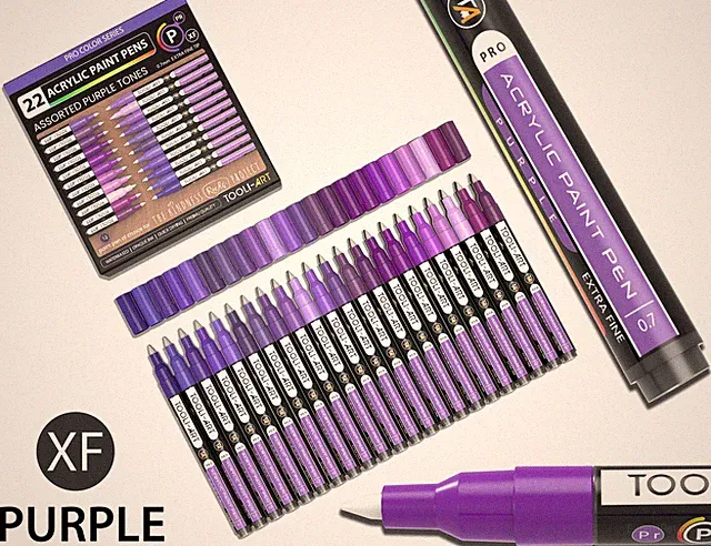 Acrylic Paint Pens 22 Assorted Purple Tones Pro Markers Set 0.7mm Extra Fine