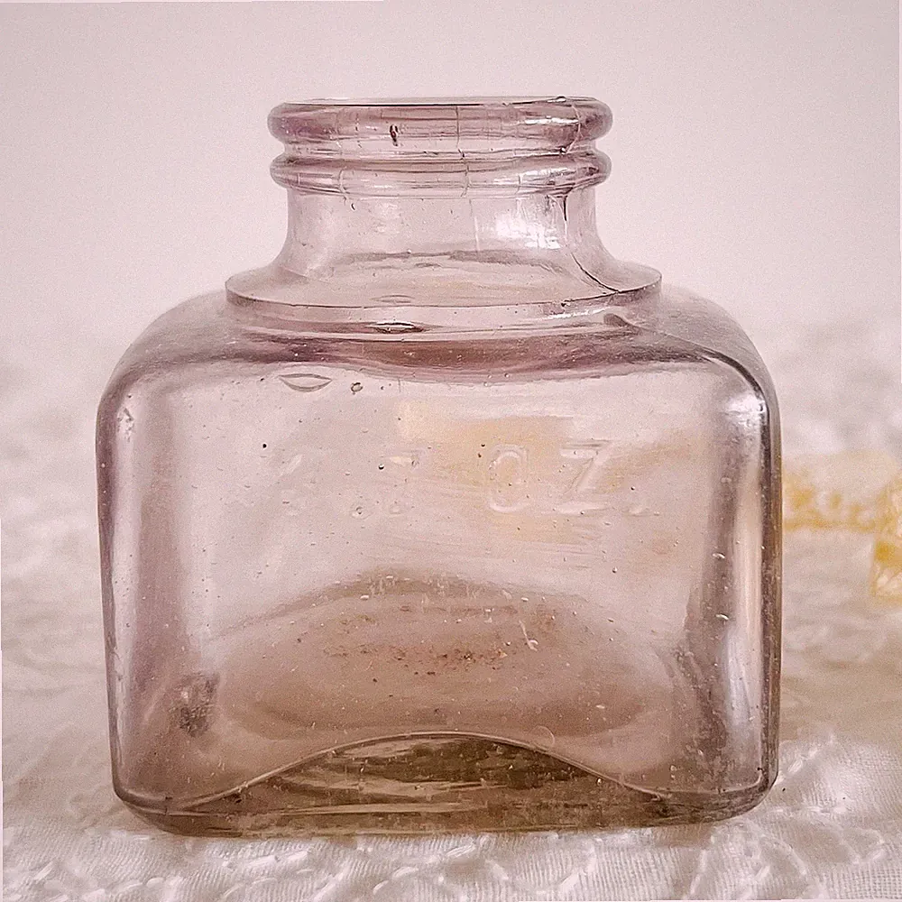 Antique Lavender Ink Bottle 1900s Glass Inkwell