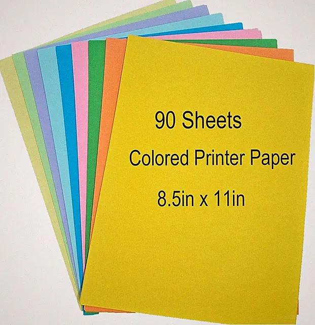 Bright Colored Copy Paper - 90 Sheets 8.5x11 for Crafts & Office Supplies