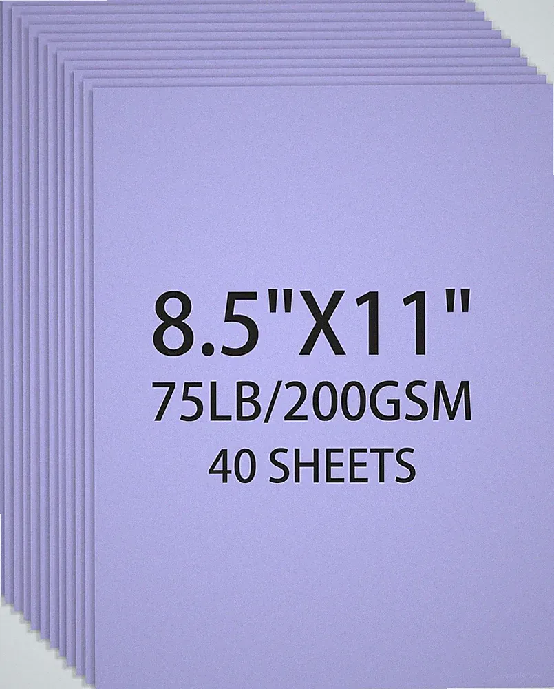 Cardstock 8.5 X 11, 40 Sheets, Light Purple Card Stock, 75Lb/ 200Gsm Copy Paper