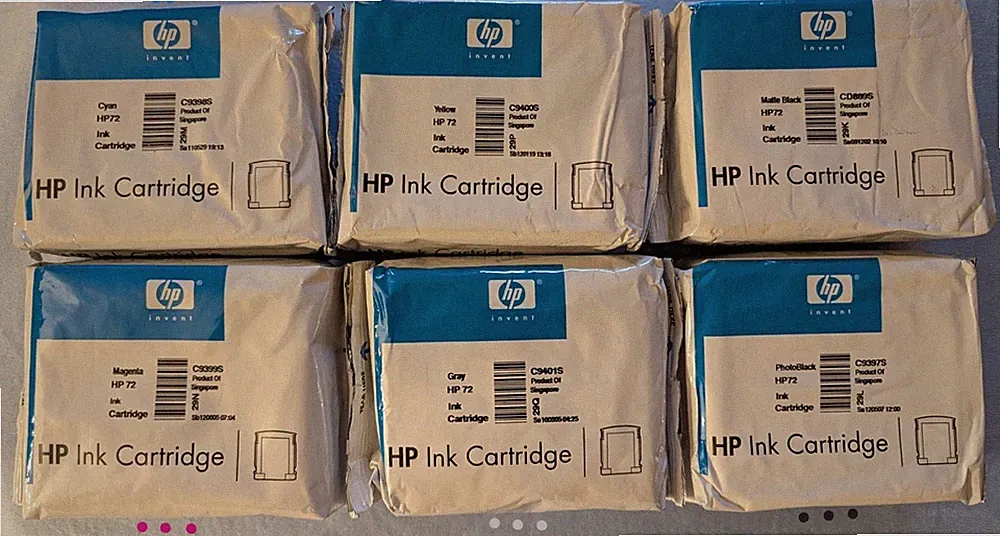 GENUINE HP 72 DesignJet Ink Cartridges Set of 6 SEALED T1100 T1120 T1200 T1300