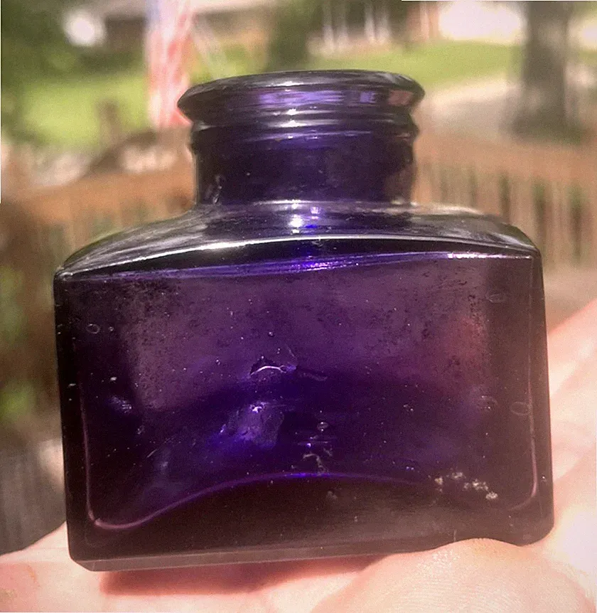 NICE AMETHYST COLORED SQUARE DIAMOND INK CO. BOTTLE PATENTED 1903 DUG L@@K